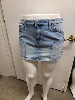 Light Wash Denim Mini Skirt
